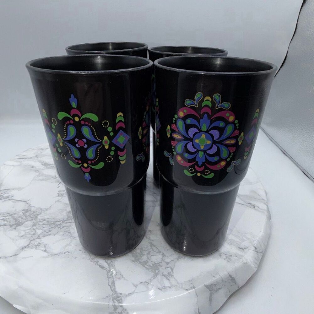 TUPPERWARE Black Kaliopi 18 oz Tumblers-Set of 4